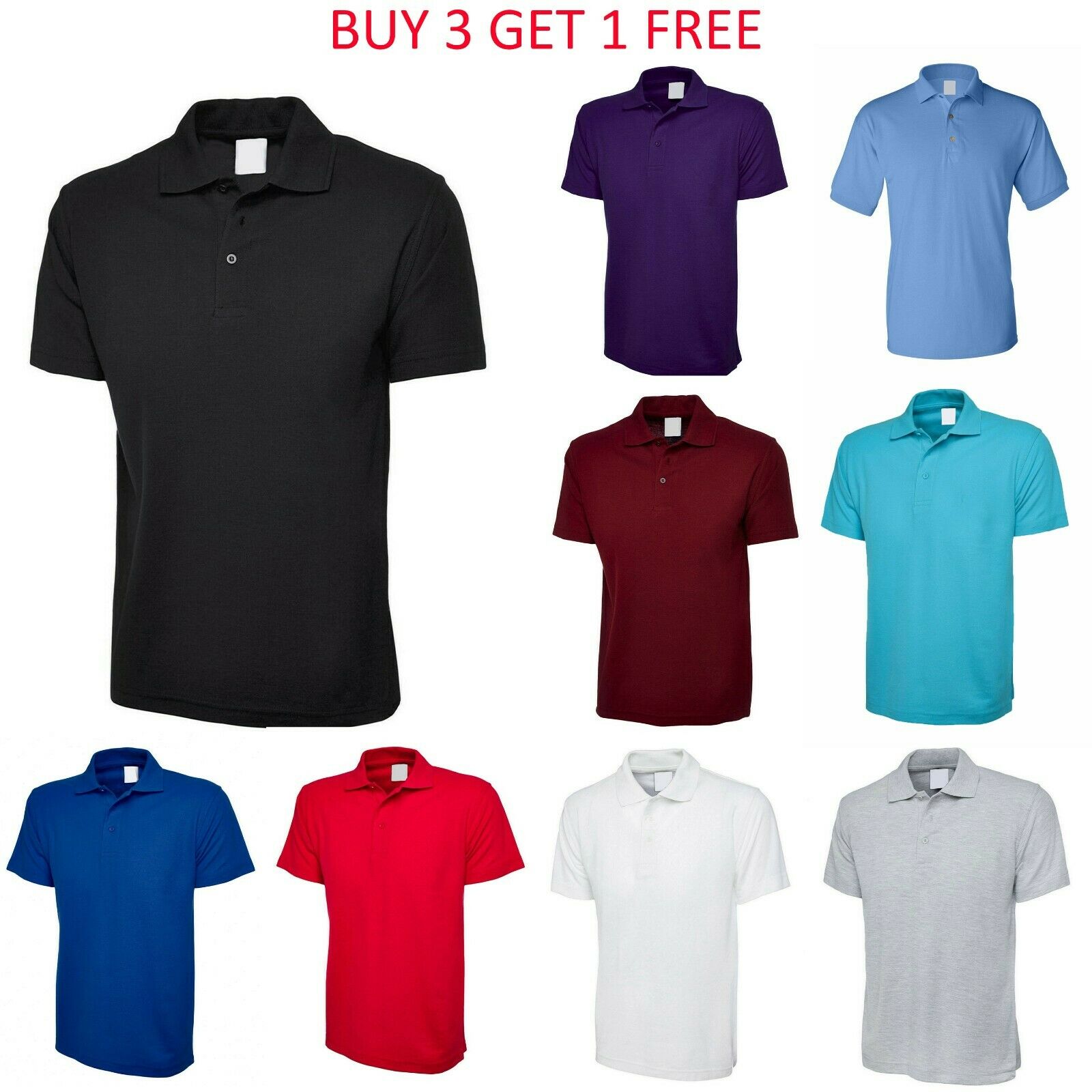 Men's Cotton Polo Shirt Short Sleeve Golf Sports Jersey Casual Plain T Shirt New
