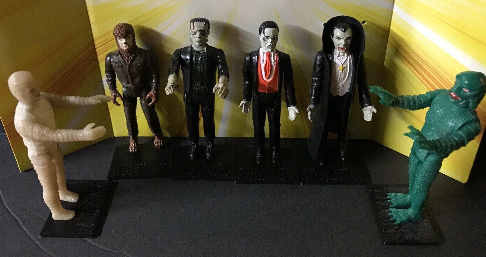 Remco Universal Monsters Character Name 3d Printed Figure Stands Only! Set Of 6