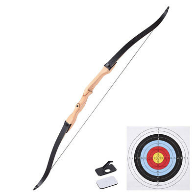 65" Recurve Long Bow Draw Right Hand Traditional Archery Hunting Take Down 30lbs